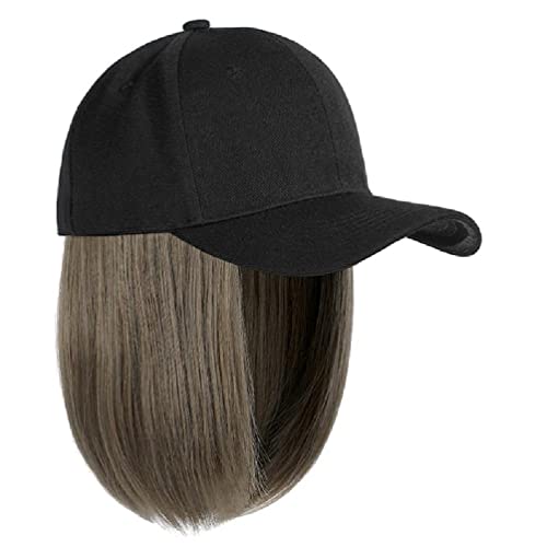 Baseballkappe HaarperüCke Baseballkappe Mit HaarverläNgerungen FüR Frauen Baseball PerüCke Gerade Kurze Bob PerüCke HüTe Mit Haar Gerade Kurze Bob PerüCke von huwvqci