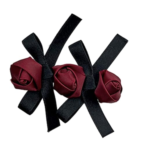 Haarnadel mit Rose und Schleife, für süße Mädchen, niedlicher Charm, Haarschmuck, Haarnadel für Damen, Haarschmuck, Haarnadel für tägliche Frisuren, niedliche Blume, 2 Stück von huwvqci