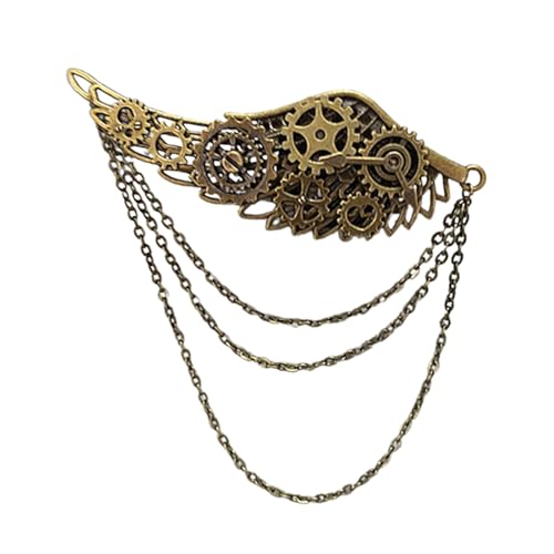 Steampunk-Brosche für Damen, Gothic-Party, Requisiten, Flügel-Broschen, Haarspange, Karneval, Party, Schmuck, Haarschmuck, Legierung, Getriebe-Broschen von huwvqci