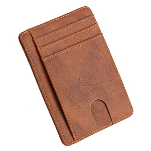huwvqci Schlanke RFID-blockierende Brieftasche Kredithalter Geldbörse Geld für Hülle für Brieftaschen für Männer mit Kette, braun von huwvqci