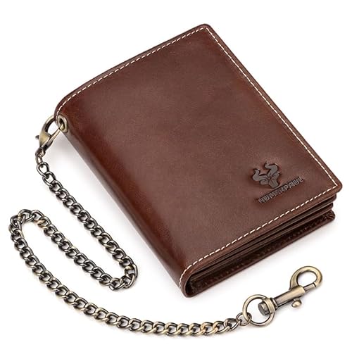 huwvqci Vintage Wallet Blocking Wallets with Anti Theft Chain for AirTags Credit Card Holder Business Gifts for Men Chain Wallet for Women, coffee von huwvqci