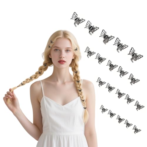 hwoehyo 20 Stück Metallische Mini-Haarklammern, Schmetterling-Design, Dekorative Haarspangen für Damen, (Grau) von hwoehyo