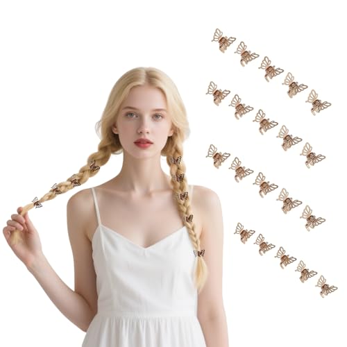 hwoehyo 20 Stück Metallische Mini-Haarklammern, Schmetterling-Design, Dekorative Haarspangen für Damen, (Rotgold) von hwoehyo