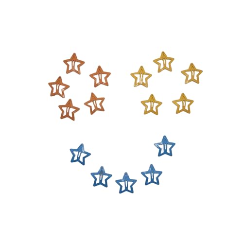 hwoehyo 30 Stück Gold Star Haarspangen 1.2 Zoll Vintage Y2K Metall Snap Clips für Frauen Mädchen Hollow Punk Haarschmuck (6 Farben Blau) von hwoehyo