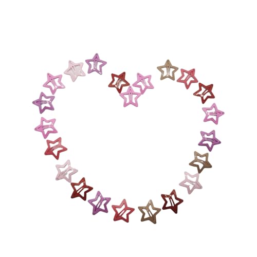 hwoehyo 30 Stück Gold Star Haarspangen 1.2 Zoll Vintage Y2K Metall Snap Clips für Frauen Mädchen Hollow Punk Haarschmuck (6 Farben Rosa) von hwoehyo