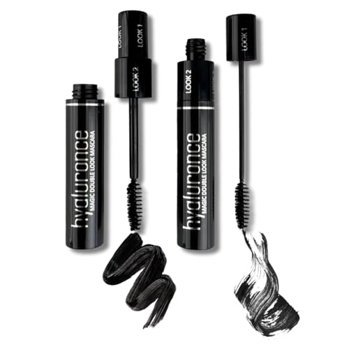 hyaluronce Magic Double Look Mascara, Schwarze Wimperntusche, extrem lange volle Wimpern, 3d Effekt, kontaktlinsenverträglich, 7,5 ml hyaluronce Magic Double Look Mascara, Schwarze Wimperntusche, extrem lange volle Wimpern, 3d Effekt, kontaktlinsenverträglich, 7,5 ml von hyaluronce