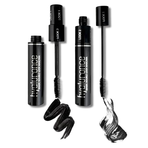 hyaluronce Magic Double Look Mascara, Schwarze Wimperntusche, extrem lange volle Wimpern, 3d Effekt, kontaktlinsenverträglich, 7,5 ml von hyaluronce