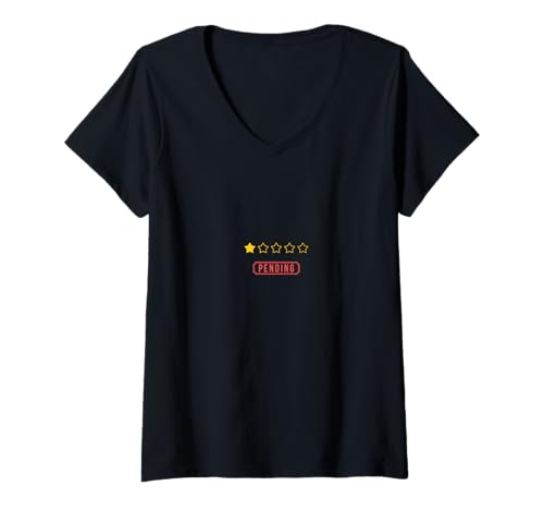 Damen Lustiges Design "Pending One Star" mit sarkastischem Humor T-Shirt mit V-Ausschnitt von hype 1983