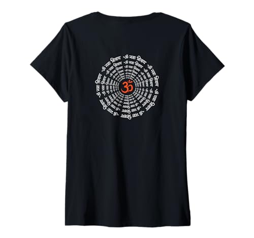 Damen Sacred Om Spirituelles Mandala-Spirituelles Sanskrit-Design T-Shirt mit V-Ausschnitt Damen Sacred Om Spirituelles Mandala-Spirituelles Sanskrit-Design T-Shirt mit V-Ausschnitt von hype 1983