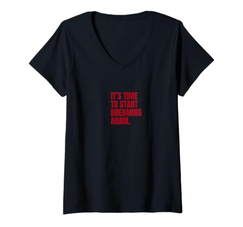 Damen "Start Dreaming Again", motivierendes, modernes Zitat im Retro-Stil T-Shirt mit V-Ausschnitt von hype 1983