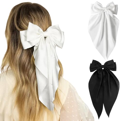 Haarspangen mit großer Schleife, Satin, Schleife, Haarspangen für Damen und Mädchen, 2 Stück Haarspangen mit großer Schleife, Satin, Schleife, Haarspangen für Damen und Mädchen, 2 Stück von hzfengsheng