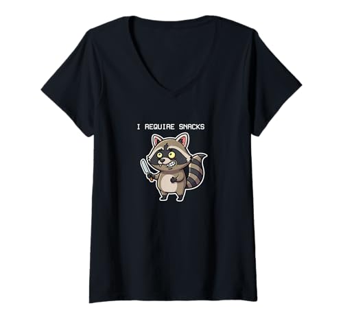 Damen Lustiger Waschbär Ich benötige Snacks Halloween Humor T-Shirt mit V-Ausschnitt Damen Lustiger Waschbär Ich benötige Snacks Halloween Humor T-Shirt mit V-Ausschnitt von i Require Snacks Collection