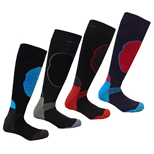 i-Smalls Herren Thermo-Socken mit langem Schlauch, für Ski, Bergsteigen, Trekking, Wandern, 4 Stück Gr. 45-49, sortiert von i-Smalls