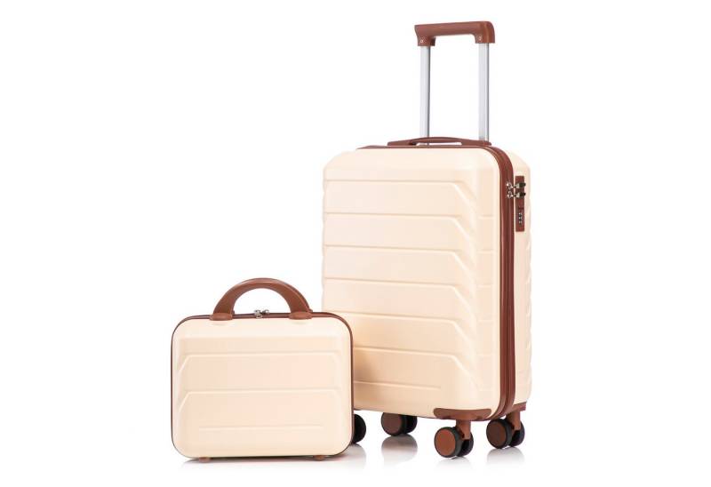 i@home Kofferset 14"/19" 2-teiliger Koffer, 4 Rollen, (2 tlg), ABS-Spinner-Kofferset mit Zahlenschloss & 14" Kosmetiktasche von i@home