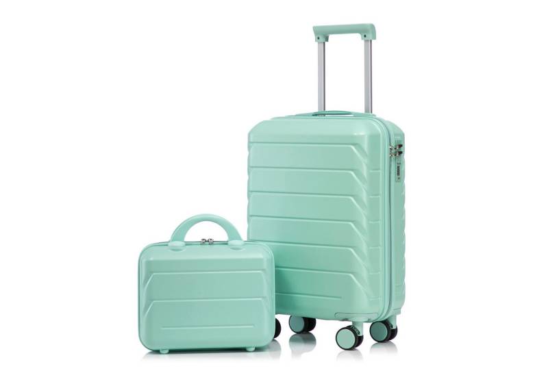 i@home Kofferset 14"/19" 2-teiliger Koffer, 4 Rollen, (2 tlg), ABS-Spinner-Kofferset mit Zahlenschloss & 14" Kosmetiktasche von i@home