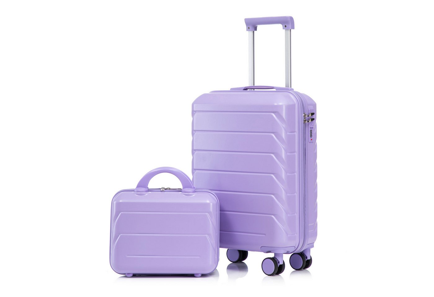 i@home Kofferset 2-teiliges Hartschalen-Kofferset, Reisekoffer mit Beauty Case, (19" Koffer + 14" Kosmetikkoffer, Lila) von i@home