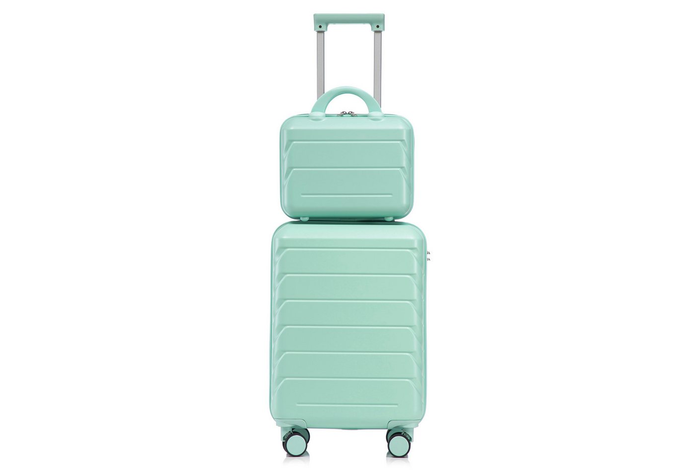 i@home Kofferset 2-teiliges Hartschalen-Kofferset, Reisekoffer mit Beauty Case, (19" Koffer + 14" Kosmetikkoffer, Mint) von i@home