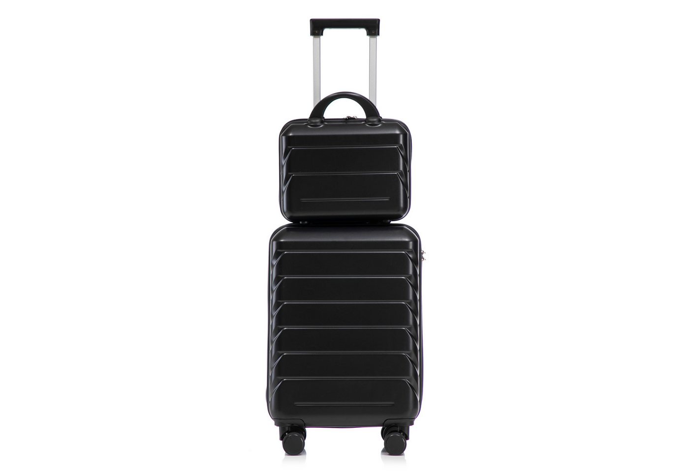 i@home Kofferset 2-teiliges Hartschalen-Kofferset, Reisekoffer mit Beauty Case, (19" Koffer + 14" Kosmetikkoffer, Schwarz) von i@home
