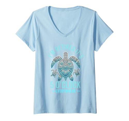 Damen Ich bin im Ruhestand, es ist überall 5 Uhr Ruheständler T-Shirt mit V-Ausschnitt von i'm retired it's 5 o'clock everywhere Retirement