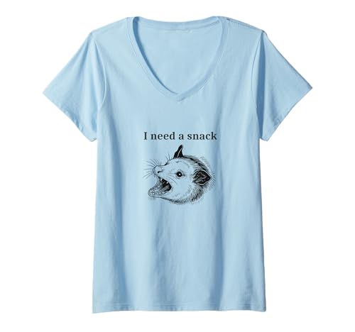 Damen Ich Brauche einen Snack Meme Screaming Opossum Lustig T-Shirt mit V-Ausschnitt Damen Ich Brauche einen Snack Meme Screaming Opossum Lustig T-Shirt mit V-Ausschnitt von i need a snack embroidered Opossum Tee Apparel