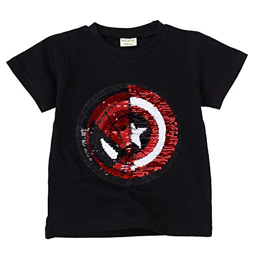 I pass Superhelden-T-Shirt für Jungen und Mädchen, wendbar, Pailletten, Magisches T-Shirt, Baumwolle, 3 – 8 Jahre (110 – 150 cm), A., für 5- bis 6-Jährige von i pass