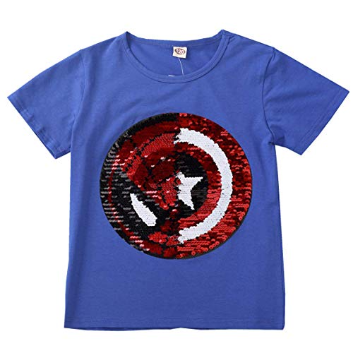 I pass Superhelden-T-Shirt für Jungen und Mädchen, wendbar, Pailletten, Magisches T-Shirt, Baumwolle, 3 – 8 Jahre (110 – 150 cm), A1, für 5- bis 6-Jährige von i pass