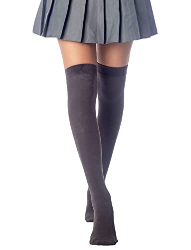 iB-iP Damen Baumwolle Einfarbige Oberschenkel Hohe Lange Socken, Größe: Einheitsgröße, Grey iB-iP Damen Baumwolle Einfarbige Oberschenkel Hohe Lange Socken, Größe: Einheitsgröße, Grey von iB-iP