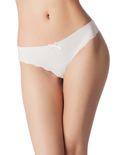 iB-iP Damen Brasilianische Slip Leopard Nacktton Tiefbund Hautfarbe Unterwäsche, Größe: 40, Weiß von iB-iP