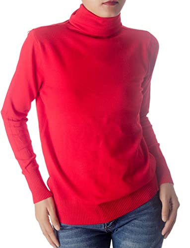 iB-iP Damen Hochkragen Leichter Einfarbiger Pullover, Größe: 42, Rot von iB-iP