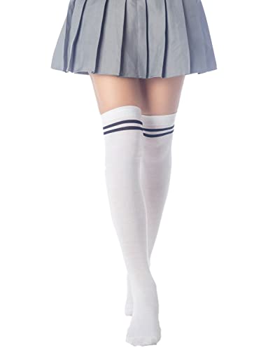 iB-iP Damen Sportliche Streifen Knielange Socken, Größe: Einheitsgröße, Weiß von iB-iP