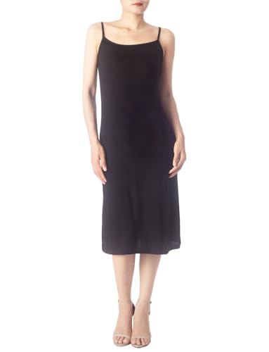 iB-iP Damen Knielanges Modal Spaghettiträger Vollunterkleid, Größe: S, Schwarz von iB-iP