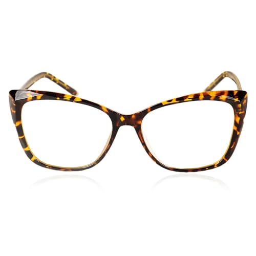 iB-iP Damen Leopard Schwarz Cateye Optikbrille Klare Gläser, Größe: Einheitsgröße, Ocker von iB-iP
