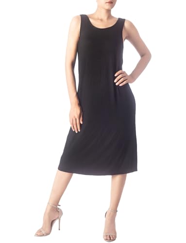 iB-iP Damen Modal Knielang Bequemes Freizeitkleid Slip, Größe: L, Schwarz von iB-iP