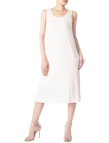 iB-iP Damen Modal Knielang Bequemes Freizeitkleid Slip, Größe: M, Weiß von iB-iP