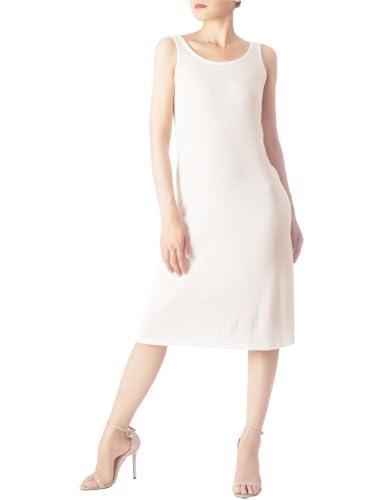 iB-iP Damen Modal Knielanges Bequemes Gerades Unterkleid, Größe: M, Weiß von iB-iP