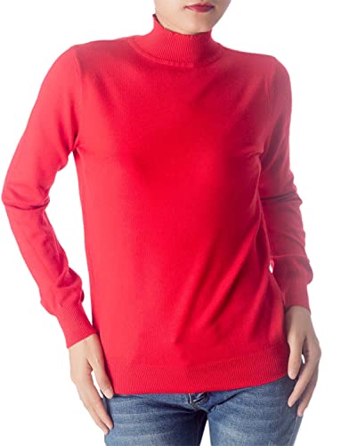 iB-iP Damen Pullover Rollkragen Kuschelige Elegante Strickoberteile, Größe: 36, Rot von iB-iP