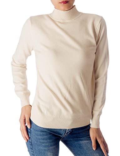 iB-iP Damen Pullover Rollkragen Kuschelige Elegante Strickoberteile, Größe: 38, Creme von iB-iP