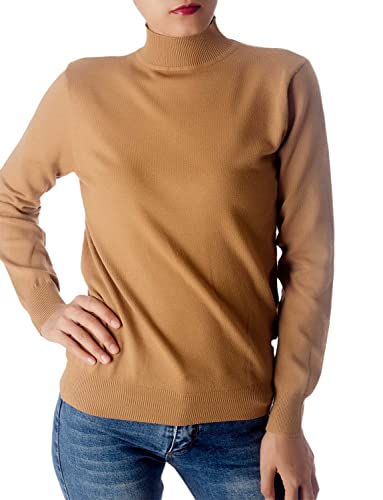iB-iP Damen Pullover Rollkragen Kuschelige Elegante Strickoberteile, Größe: 42, Sand von iB-iP