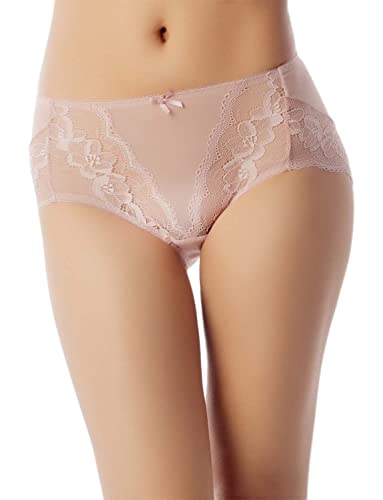 iB-iP Damen Transparente Spitze Leichte Mesh Hipster Unterwäsche, Größe: 38, Hellrosa von iB-iP