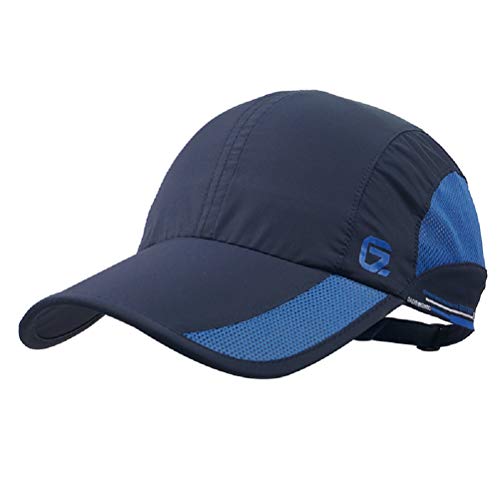 iBasingo Baseball Kappe Frauen MäNner Laufkappe Unisex Polyester Baumwolle Papa Hut Ultraleichte, Schnell Trocknende Schirmkappe Atmungsaktive Weiche Sportkappe Zum Wandern Im Freien BVH01(Dunkelblau) von iBasingo