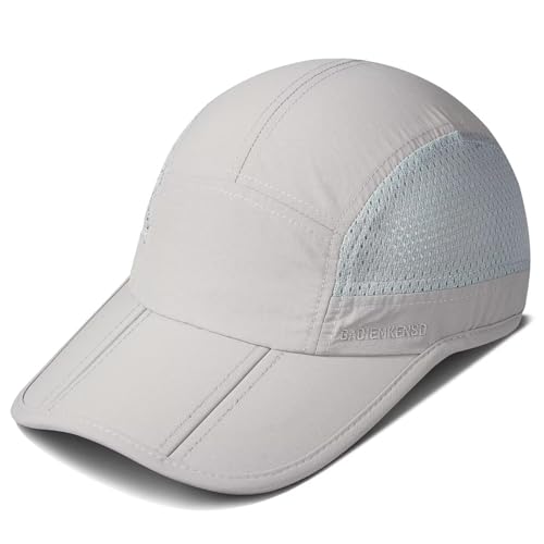 iBasingo Klappbare Baseball Kappe Sommer Masche Laufende Hüte Visiere Sport Hut Sport wasserdichter Hut Fernlastfahrer-Hut Wandern Radfahren einstellbar Unisex Deckel(Light Gray) BVH07 von iBasingo