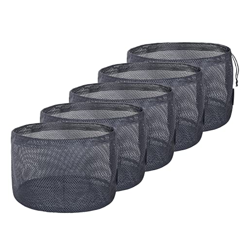 iBasingo Schwarze Netztasche Nylonsack Robuste Kordelzug-Netzbeutel Kleiner Reisestapelsack Mesh Storage Ditty Bag für Kosmetik Duschgel Flaschentopf Tennis Golfball Outdoor Tools 5 Stück/Los BVP06 von iBasingo