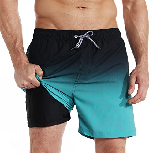 iCKER Badehose Herren Kompression Liner 2 in 1 Badeshorts Board Shorts Schnelltrocknend Strand Beach Shorts,Grün,3XL von iCKER