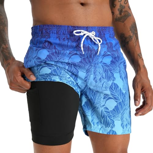 iCKER Badehose Herren Kompression Liner 2 in 1 Badeshorts Board Shorts Schnelltrocknend Strand Beach Shorts von iCKER