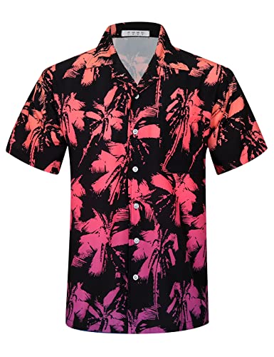 iCKER Hawaiihemd Herren Strandhemd Kurzarmhemd 3D-Gedrucktes Hemd Freizeithemd Sommerhemd Normale Passform, Schwarz C1, M von iCKER