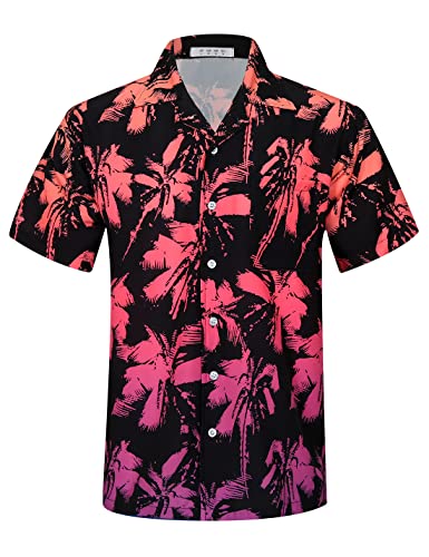iCKER Hawaiihemd Herren Strandhemd Kurzarmhemd 3D-Gedrucktes Hemd Freizeithemd Sommerhemd Normale Passform, Schwarz C1, S von iCKER