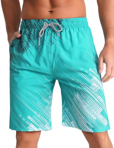 iCKER Herren Badehose Badeshorts Lang Sommer Strandshorts Schnelltrocknend Boardshorts mit Mesh Futter,Grün STK426,M von iCKER