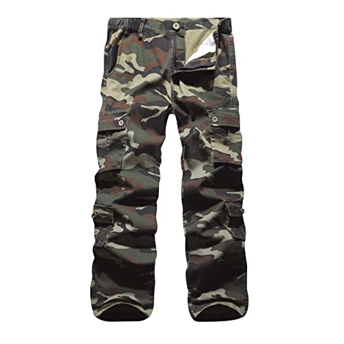 iCKER Herren Cargo Hose Camouflage Hose militär Casual Outdoor Arbeitshose Freizeithose, Camo Grün, 32 von iCKER