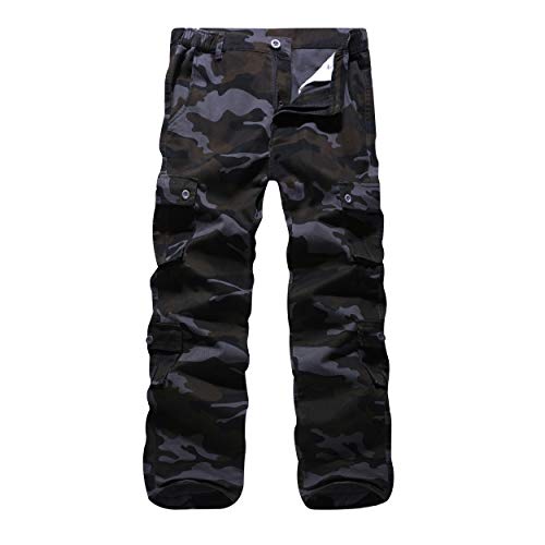 iCKER Herren Cargo Hose Camouflage Hose militär Casual Outdoor Arbeitshose Freizeithose, Camo Schwarz, 42 von iCKER