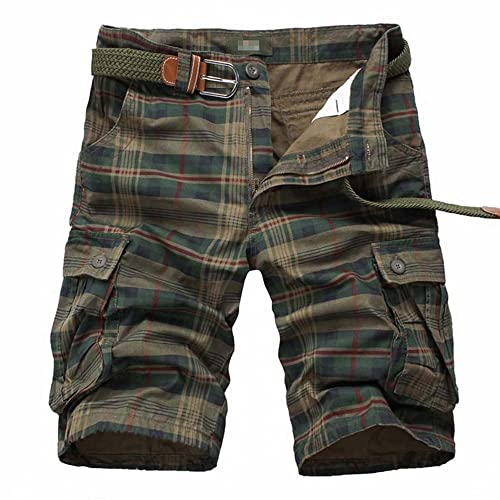 iCKER Herren Cargo Shorts Camouflage Freizeit männer Kurze Hose Lose Fit Baumwolle Bermuda Camo Shorts Sommer,Grün-2,Gr.30 von iCKER